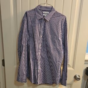 Amazon Essentials Men's Checkered Purple and White Shirt